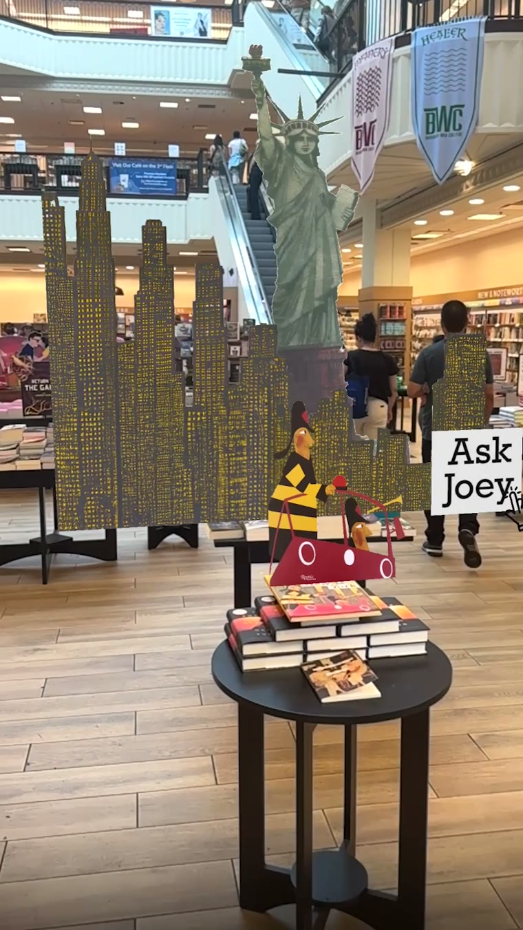 AR pop-up of the This Is New York cover on a book at retail