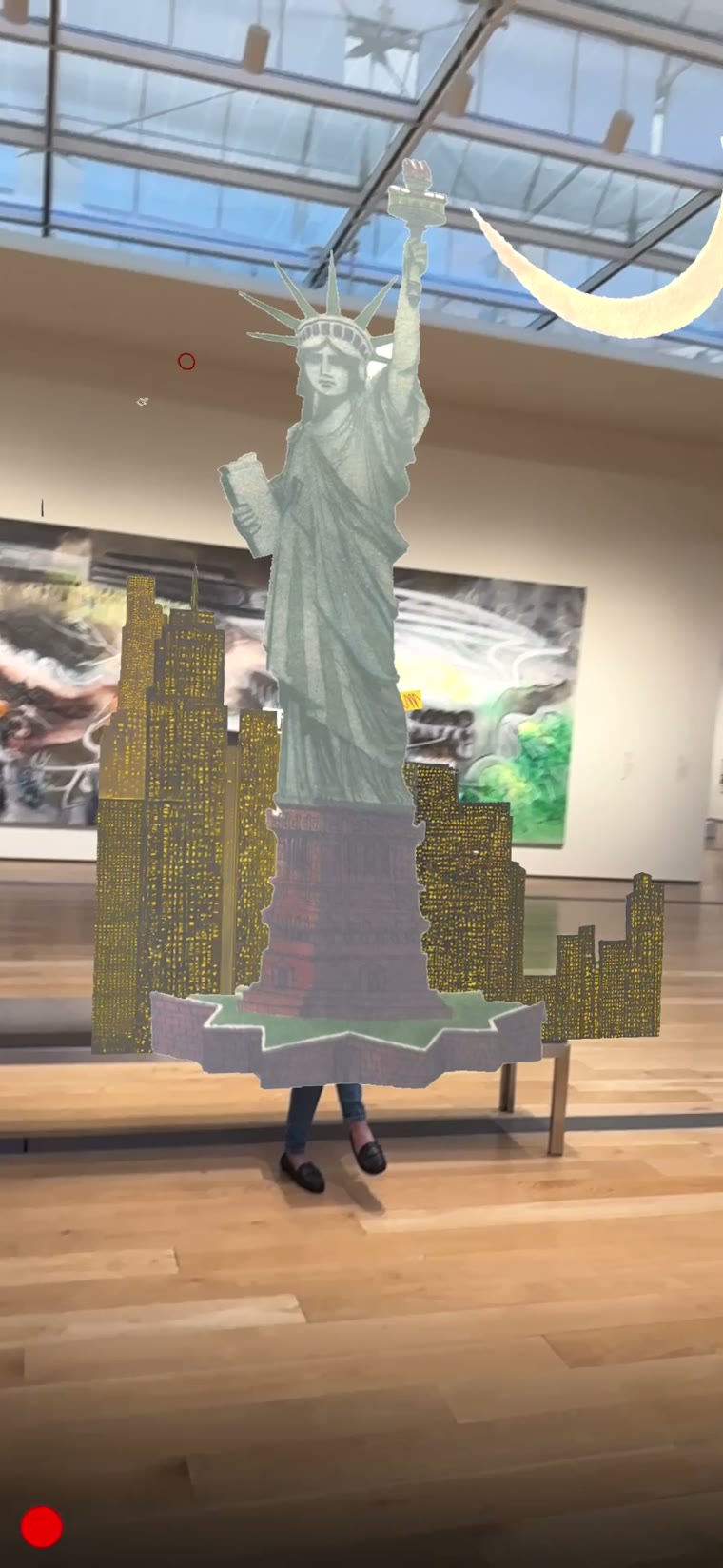 Room-scale Statue of Liberty and skyline in a gallery