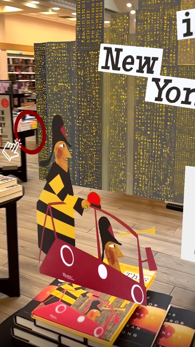 Wide AR scene in a bookstore